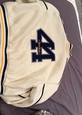 Düğmeli Beyaz Spor Kadın Bomber Ceket - Görsel 4