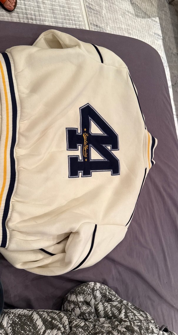 Düğmeli Beyaz Spor Kadın Bomber Ceket - Görsel 4