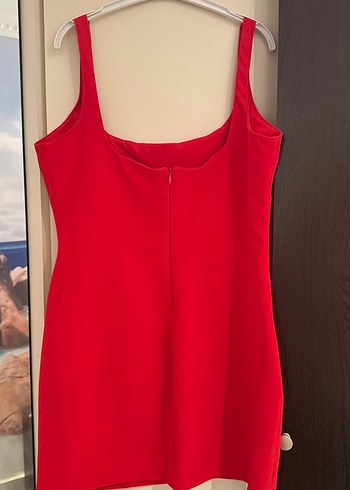 Kırmızı V Yaka Midi Elbise - Görsel 2