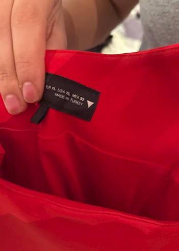 Kırmızı V Yaka Midi Elbise - Görsel 4