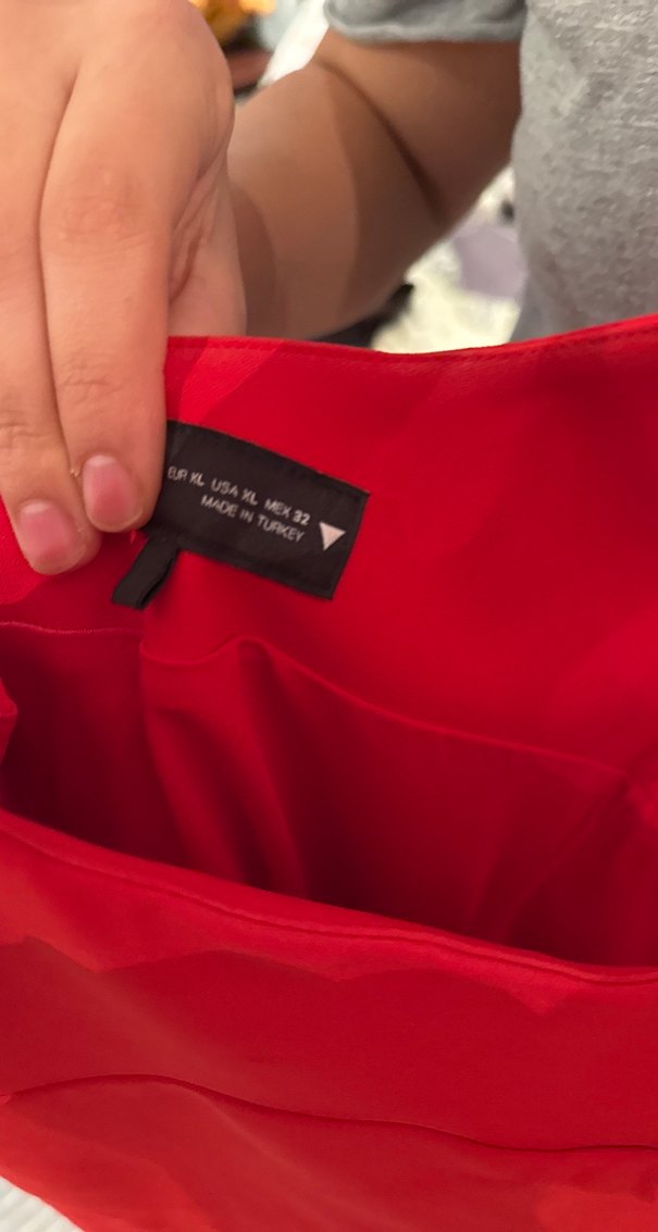 Kırmızı V Yaka Midi Elbise - Görsel 4