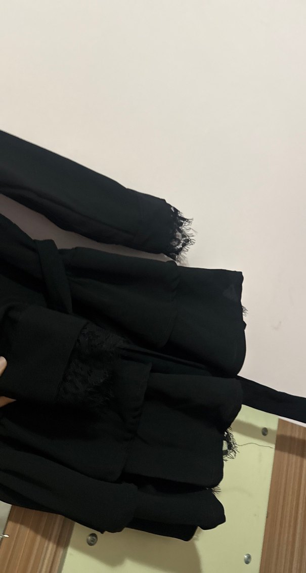 Kemerli Siyah Uzun Kollu Kadın Gömlek elbise - Görsel 4