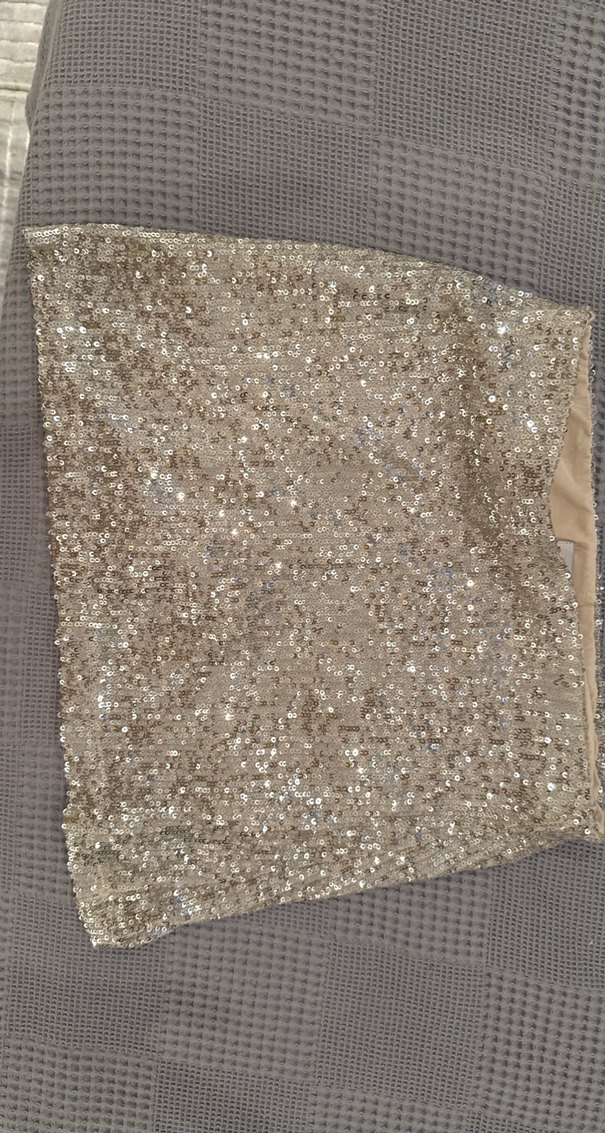 Parlak Bej Mini Etek - Görsel 3