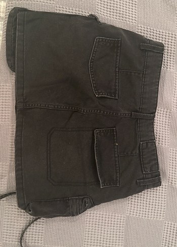 Düğmeli Siyah Denim Mini Etek - Görsel 3