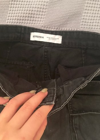 Düğmeli Siyah Denim Mini Etek - Görsel 2