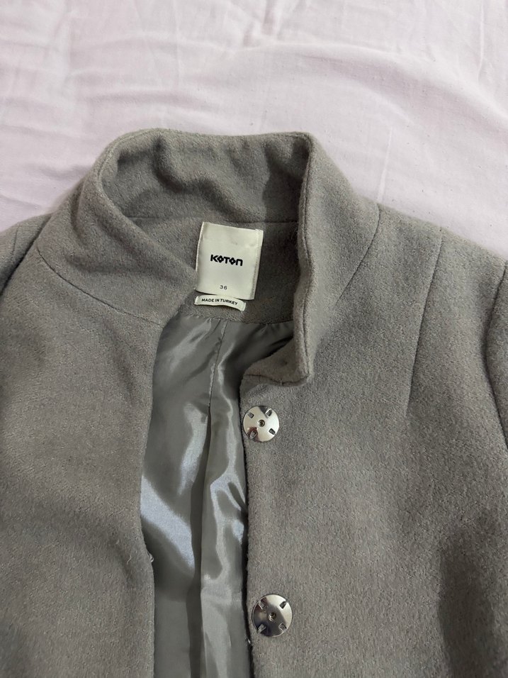 koton Düğmeli gri uzun kaban - Görsel 3