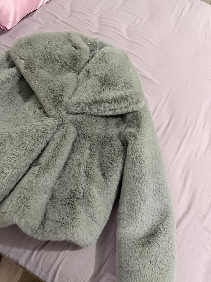 Gri Kadın Peluş kürk - Görsel 2