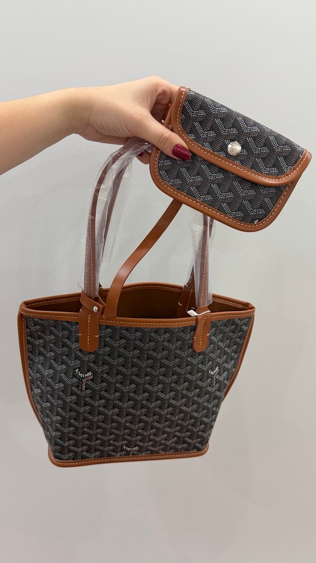 Goyard A kalite sıfır Kahverengi Deri Baskılı Kadın Çanta - Görsel 2