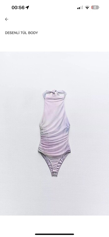 zara tül drapeli body lila