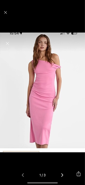 stradivarius pembe midi elbise