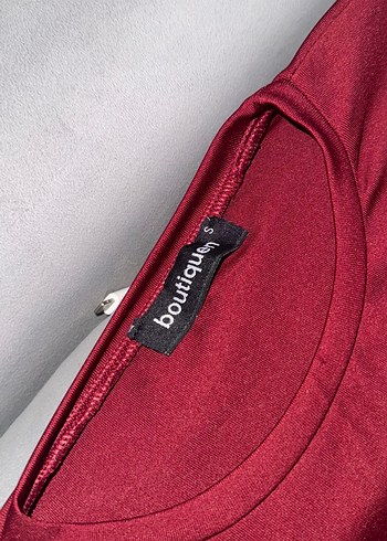 Bordo Drapeli Kadın Elbise - Görsel 4