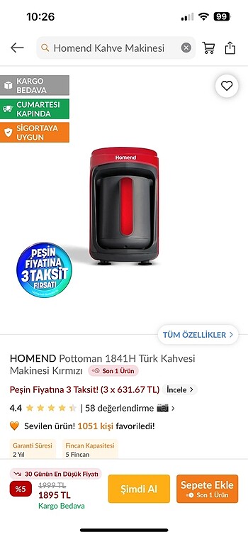 Homend Türk Kahve Makinesi