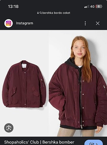 s Beden bordo Renk Bershka bomber ceket