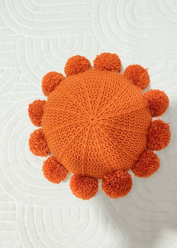 Turuncu Nakışlı Bohem Yuvarlak Kırlent - Görsel 2