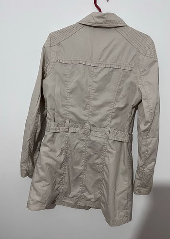 Düğmeli Bej Midi Trençkot - Görsel 2