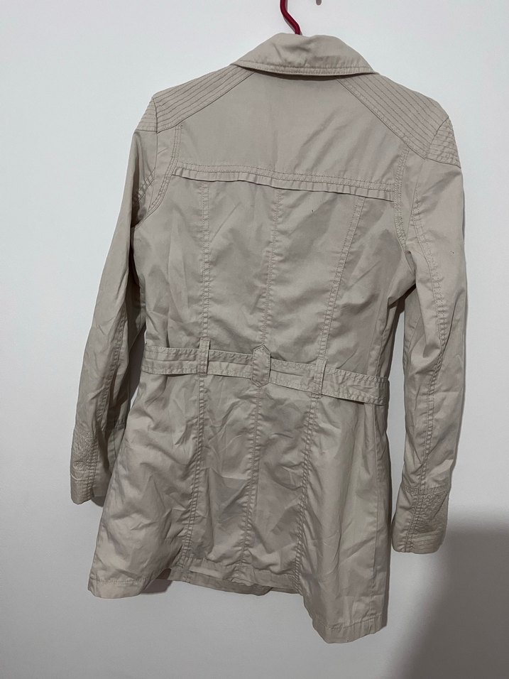 Düğmeli Bej Midi Trençkot - Görsel 2