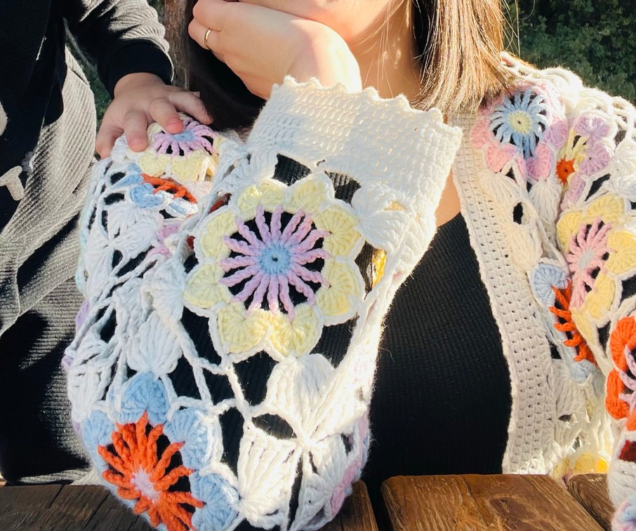 Çiçek motif hırka - Görsel 3