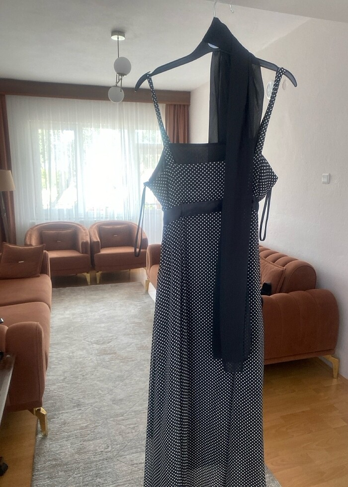 Siyah puantiyeli elbise - Görsel 2