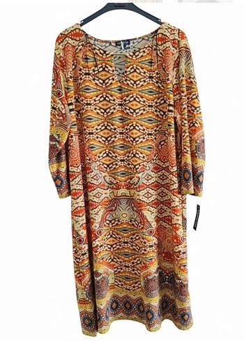 Renkli Bohem Uzun Henna Elbise - Görsel 8