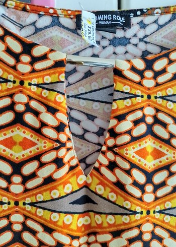 Renkli Bohem Uzun Henna Elbise - Görsel 4