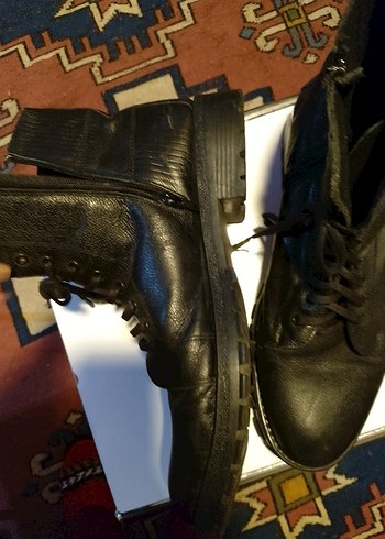 Siyah Deri erkek bot 44 no kauçuk taban - Görsel 2