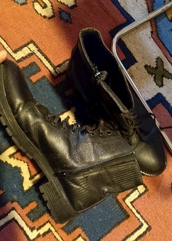 Siyah Deri erkek bot 44 no kauçuk taban - Görsel 4