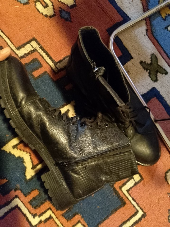 Siyah Deri erkek bot 44 no kauçuk taban - Görsel 4