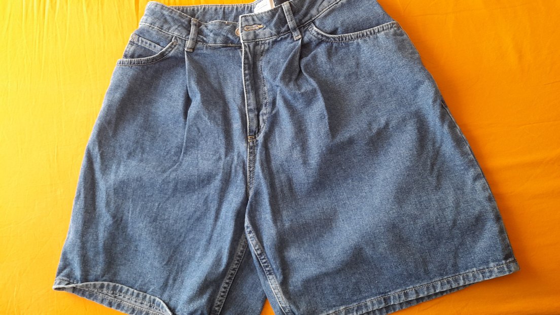 Mavi Rahat Kesim Midi Kot Şort - Görsel 3