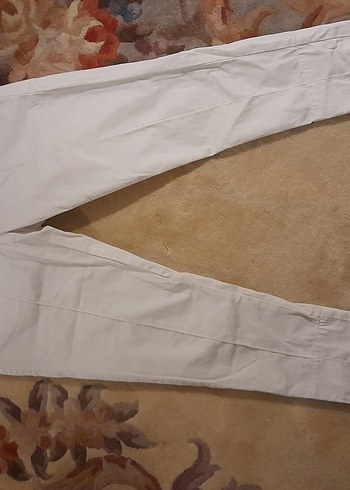 Düğmeli Beyaz Kadın Kumaş Pantolon - Görsel 2