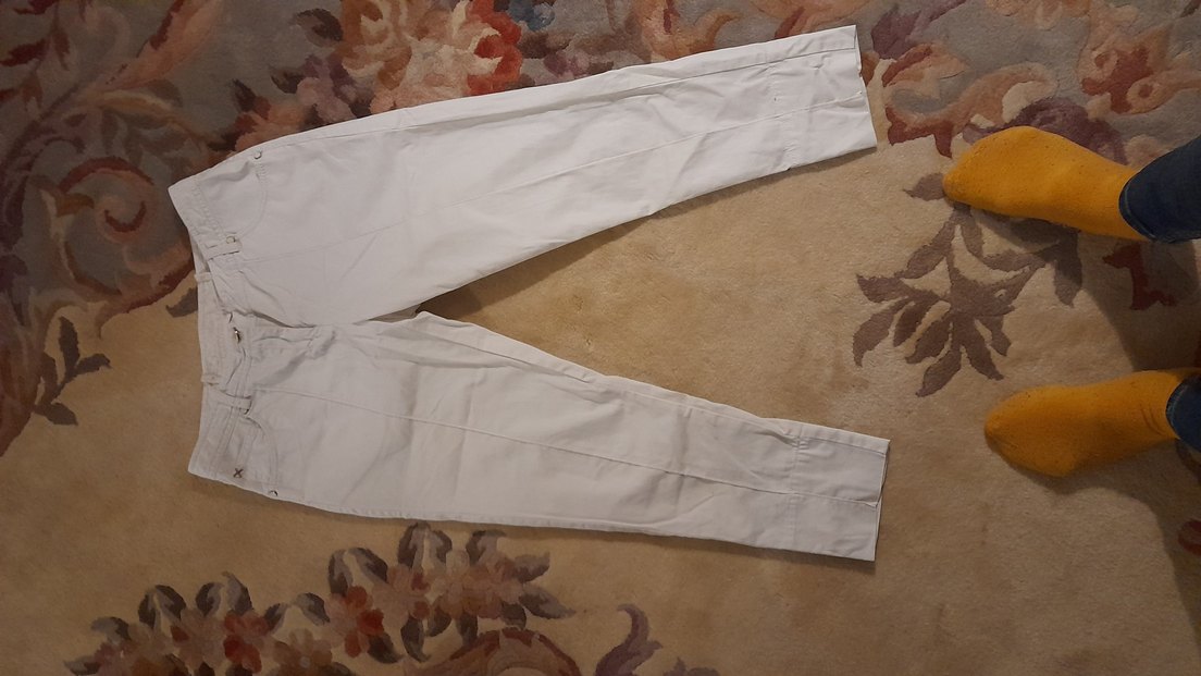 Düğmeli Beyaz Kadın Kumaş Pantolon - Görsel 2