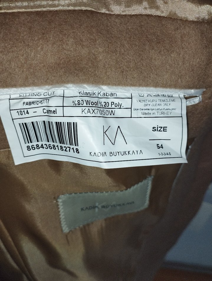 Kadir Büyükkaya Camel Klasik Yün Kaban-54 Beden(Sıfır/Etiketli) - Görsel 4