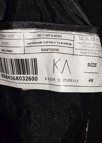 Kadir Büyükkaya Siyah Militari Kaban - 48 Beden (Sıfır/Etiketli) - Görsel 4