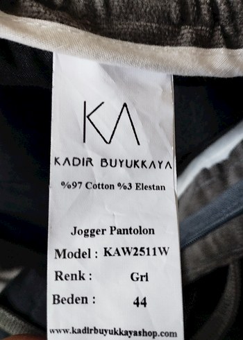 Kadir Büyükkaya Gri Jogger Pantolon - 44 Beden (KAW2511W) - Görsel 3