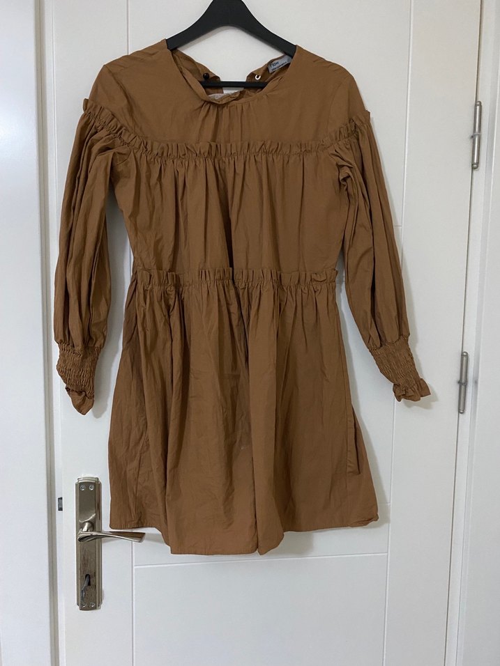 Bej Midi Hamile Tunik Volanlı - Görsel 2