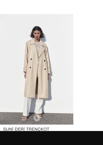 Bej Deri Kadın Uzun Kemerli Trençkot - Görsel 2