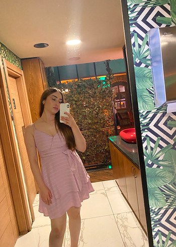 Pembe Mini Strappy Kısa Elbise