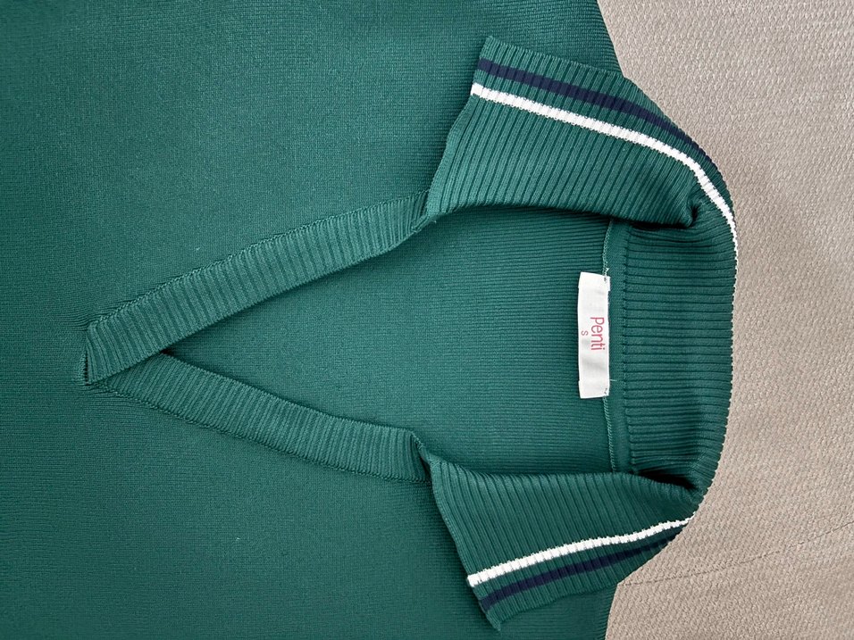 Erkek V Yaka Koyu Yeşil Polo Tişört - Görsel 2