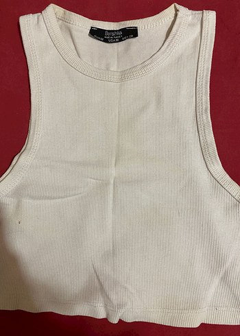 Beyaz Kadın Kolsuz Crop Top - Görsel 2