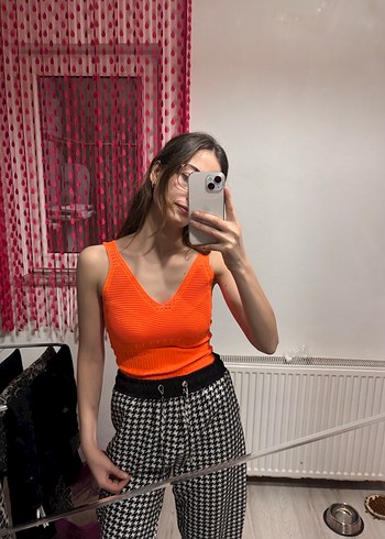 Turuncu Bağcıklı Salaş Midi Kadın Eşofman - Görsel 3