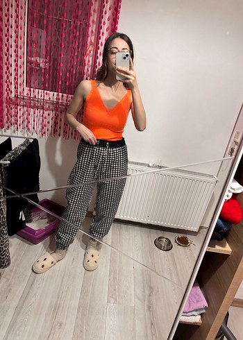 Turuncu Bağcıklı Salaş Midi Kadın Eşofman - Görsel 2