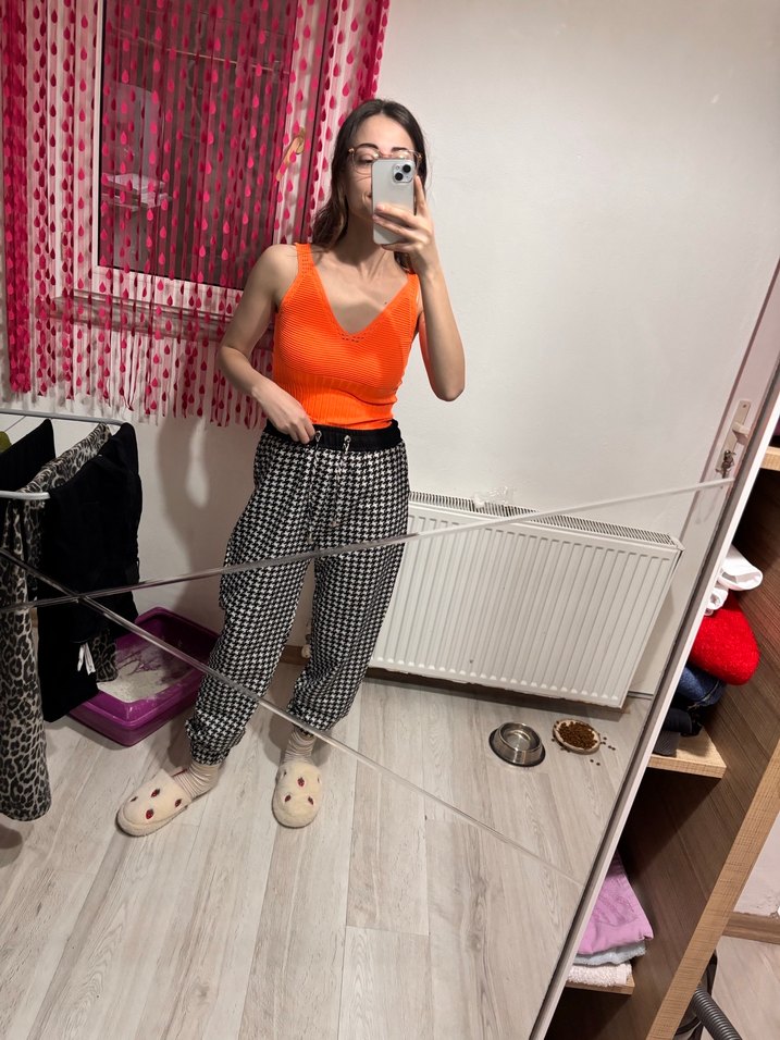 Turuncu Bağcıklı Salaş Midi Kadın Eşofman - Görsel 2