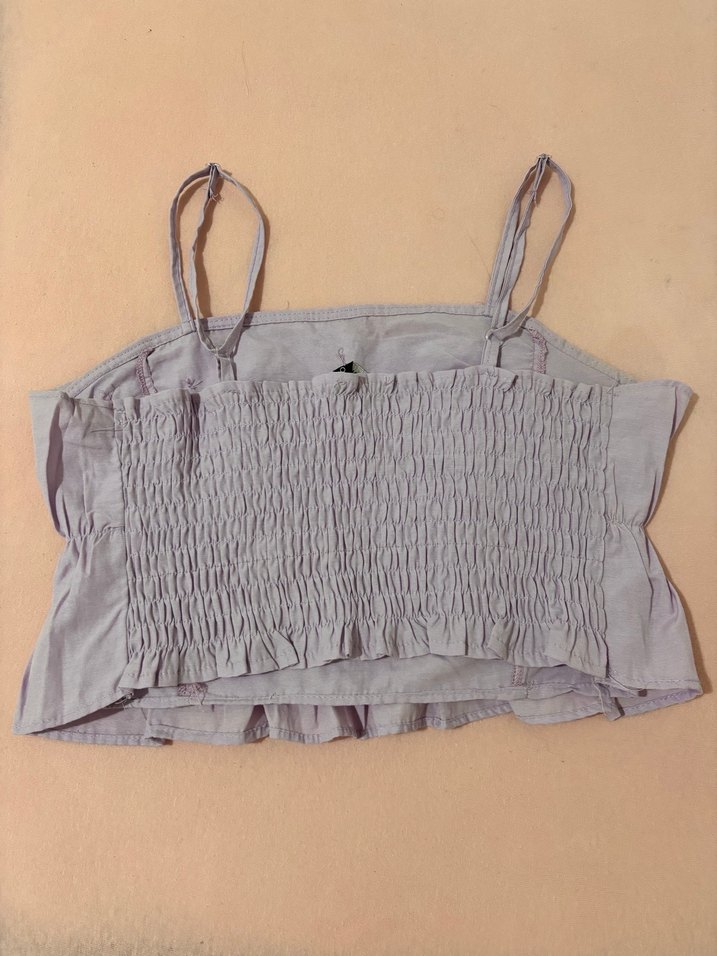 Kız Çocuk Bej Keten Askılı Bluz - Görsel 2