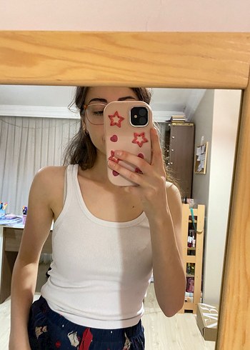 Beyaz Askısız Pamuk Crop Top - Görsel 2