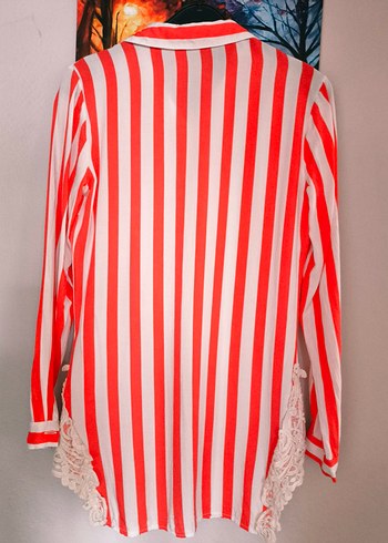American Vintage çizgili viskon kumaş uzun gömlek/kimono