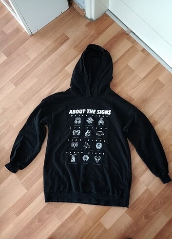 H&M Kapşonlu Siyah Sweatshirt