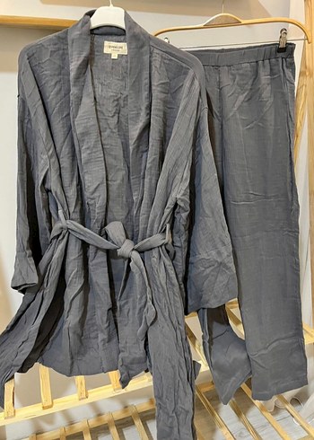 4'lü salaş kimono takımı keten kumaş - Görsel 8