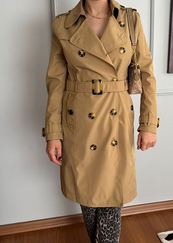 m Beden camel Renk burberry trençkot Düğmeli Bej Deri Kadın Trençkot