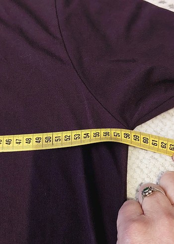 44 Beden Mor V Yakalı Uzun Kollu Kadın Bluz