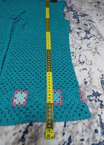 yeşil  Nakışlı  Örgü Kadın Yelek - Görsel 9