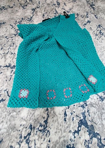 yeşil  Nakışlı  Örgü Kadın Yelek - Görsel 5